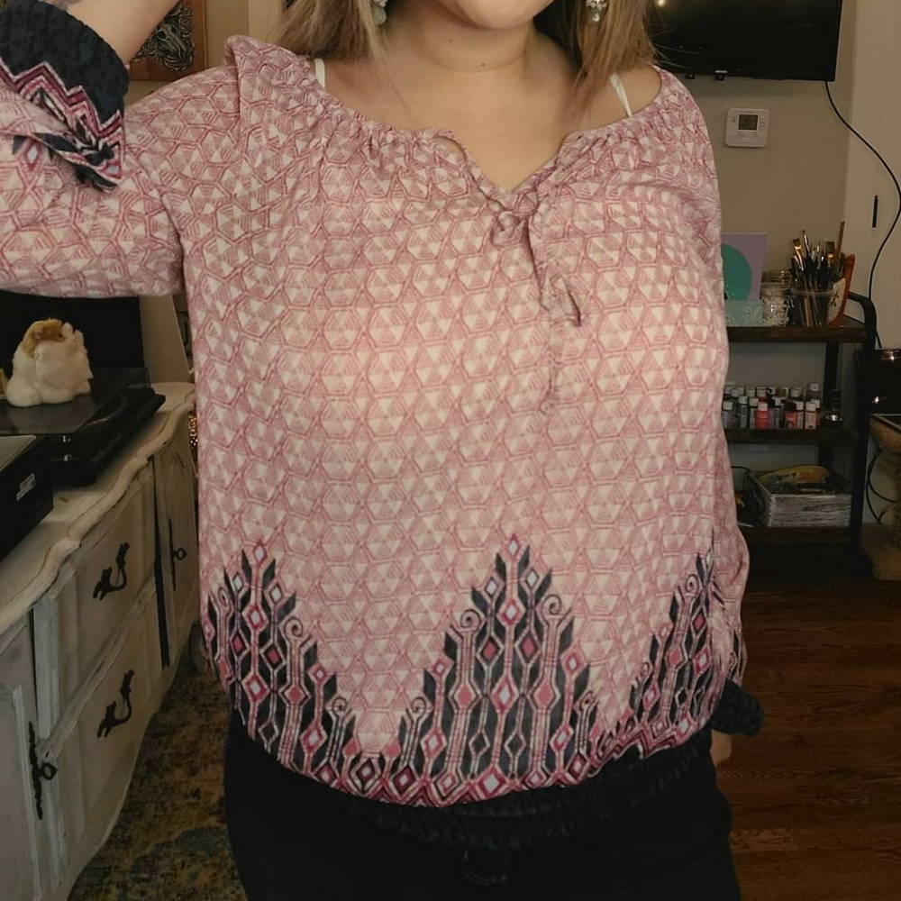 Lucky brand- Sheer long sleeve patterned shirt